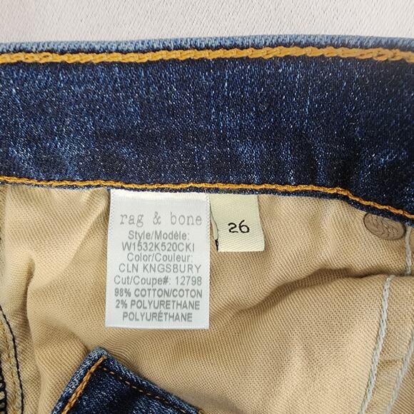 Rag & Bone Super Skinny High Rise Jeans Dark Wash Sz 26 - Picture 7 of 9
